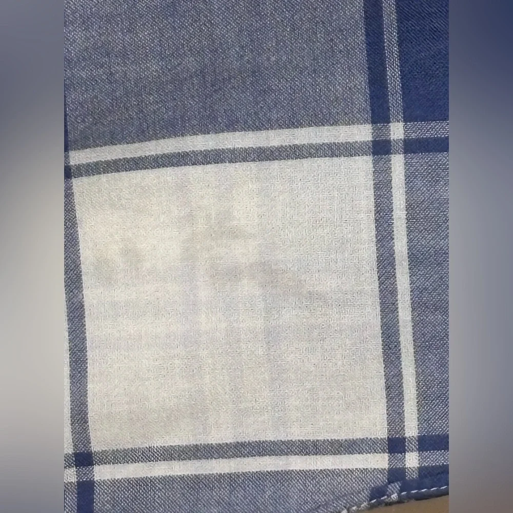 J. Crew Navy and Cream Plaid Madras Men's Shirt Sz L
